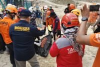 Proses pencarian terhadap korban longsor tambang galian C Gunung Kuda, Kabupaten Cirebon(Dok. Basarnas)

