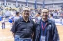 Foto : Walikota Bandung, Muhammad Farhan, menyaksikan langsung laga playoffs IBL 2025 di C-Tra Arena.